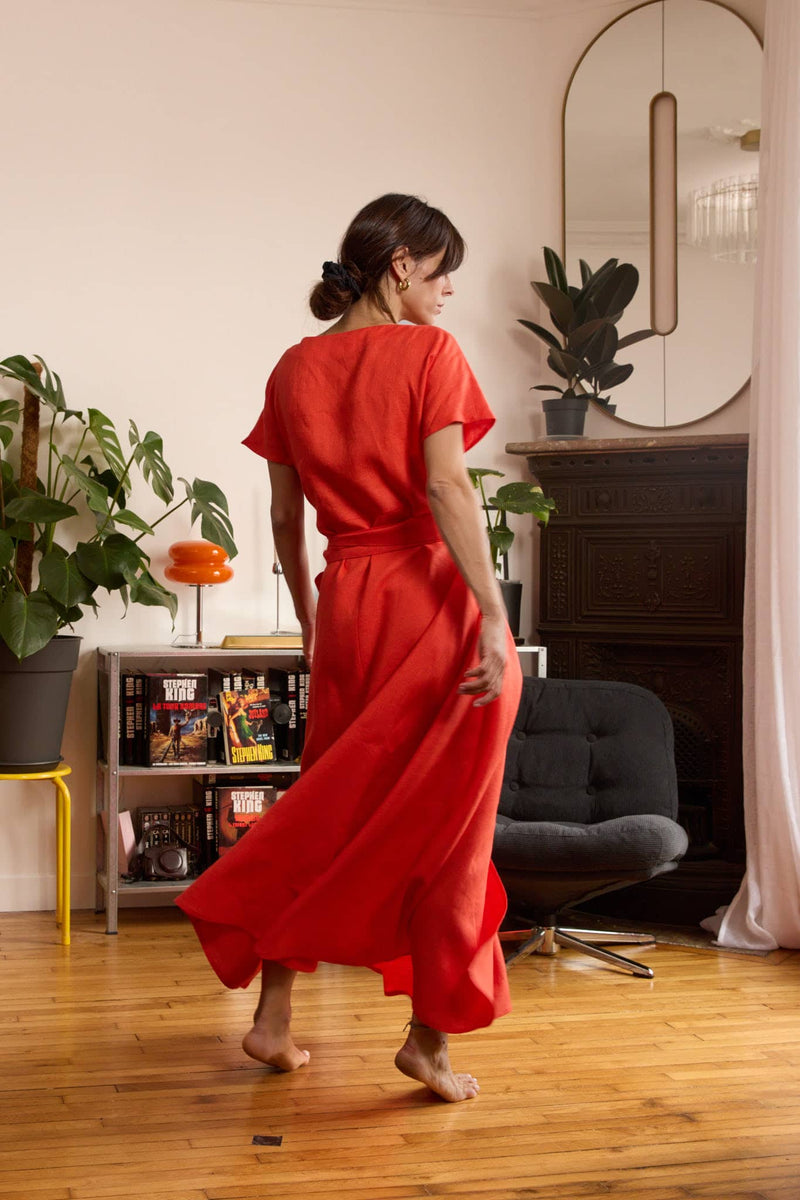 Robe en lin rouille