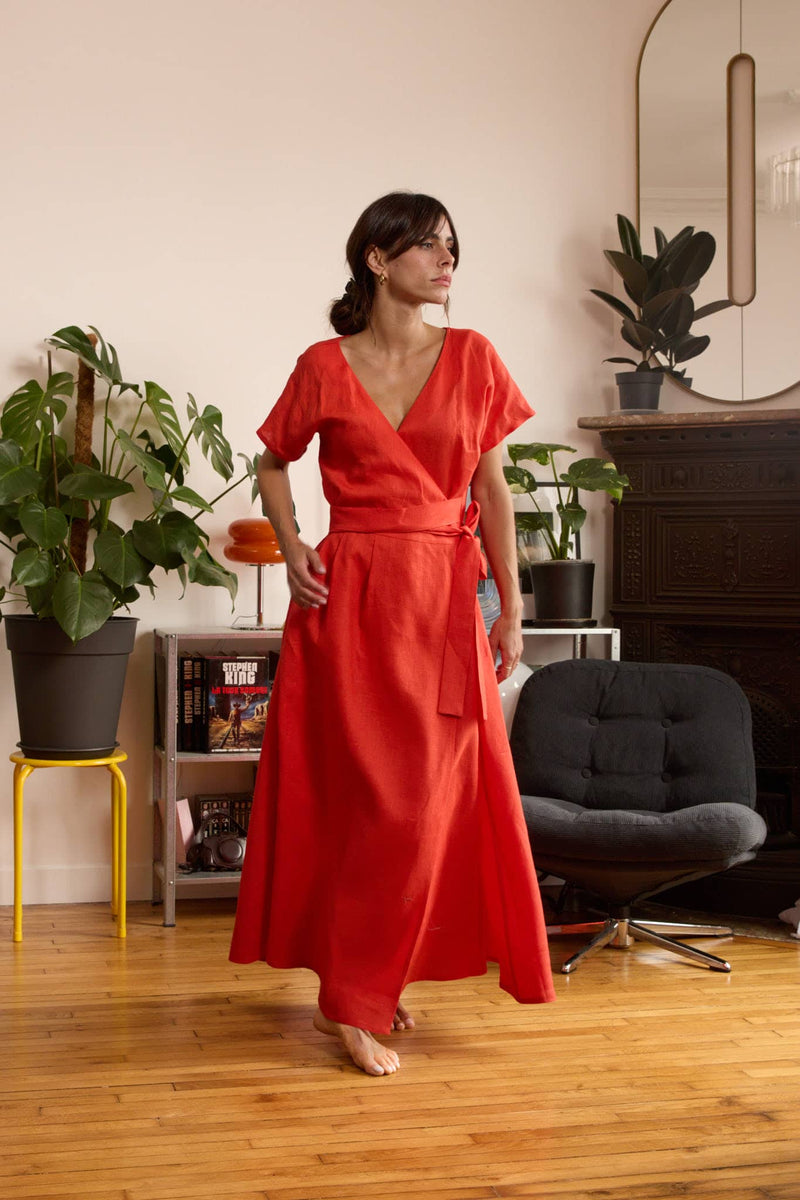 Robe en lin rouille