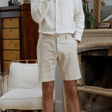 Short en lin homme beige