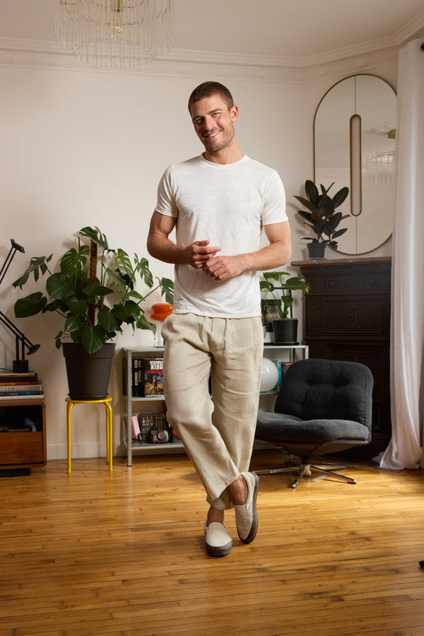 T shirt en lin homme - blanc