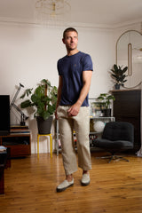 T shirt en lin homme - bleu