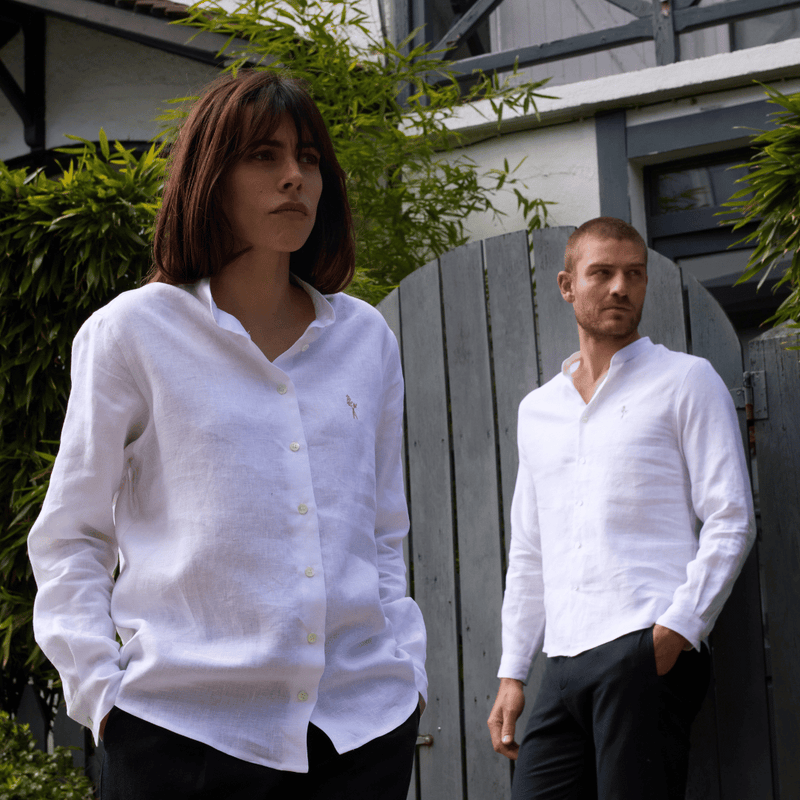 Chemise en lin col mao Gratitude