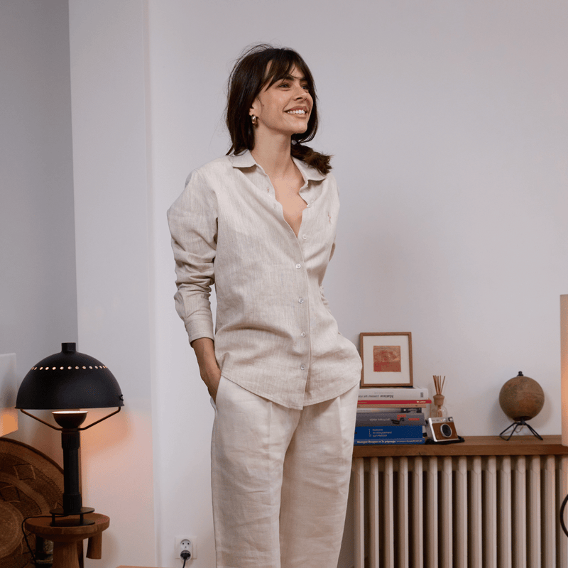 Chemise en lin femme Beige Made in france – Gratitude