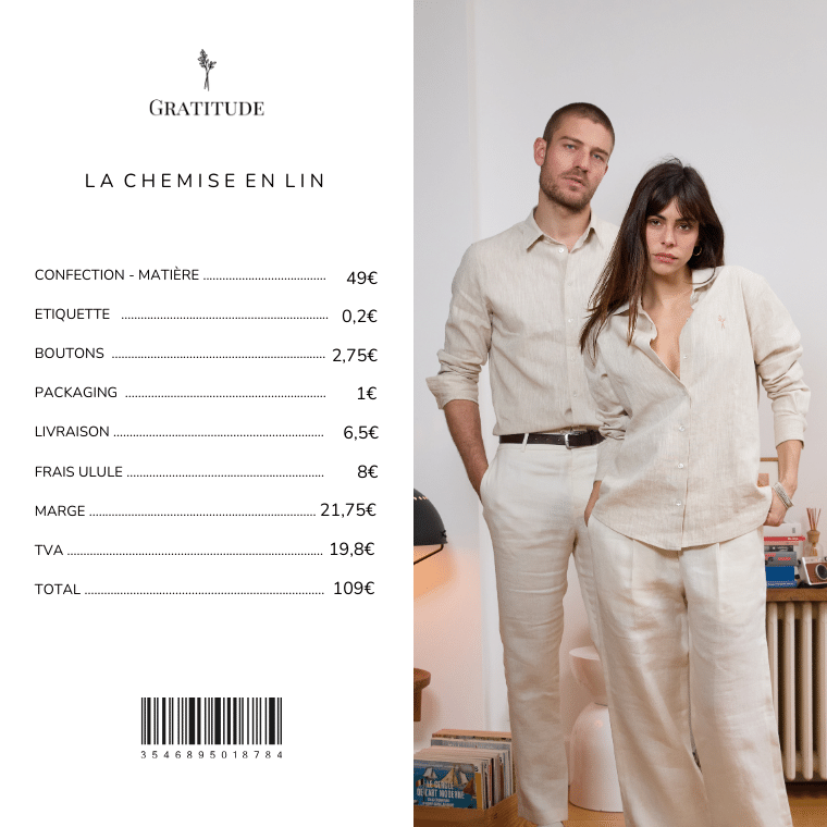 Chemise en lin homme Beige Made in france Gratitude