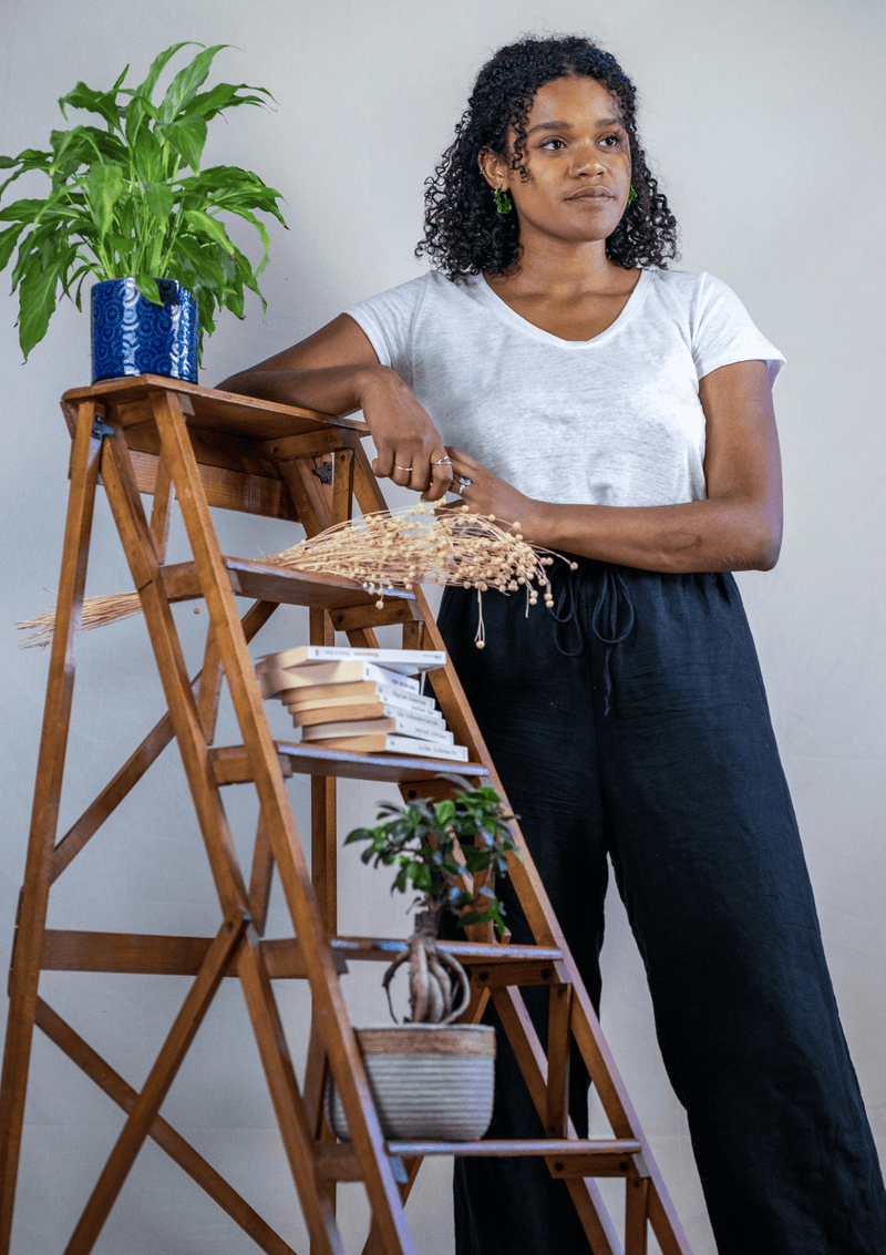 Tee shirt lin discount col v femme