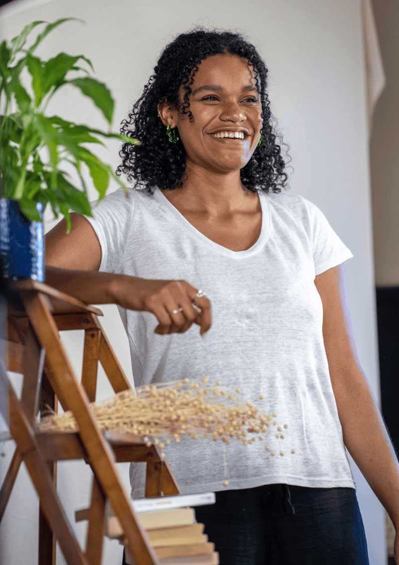 T shirt lin blanc femme hotsell