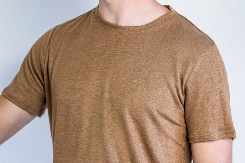 T shirt en lin bio homme - bronze
