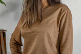 T shirt manches longues en lin bio femme - bronze