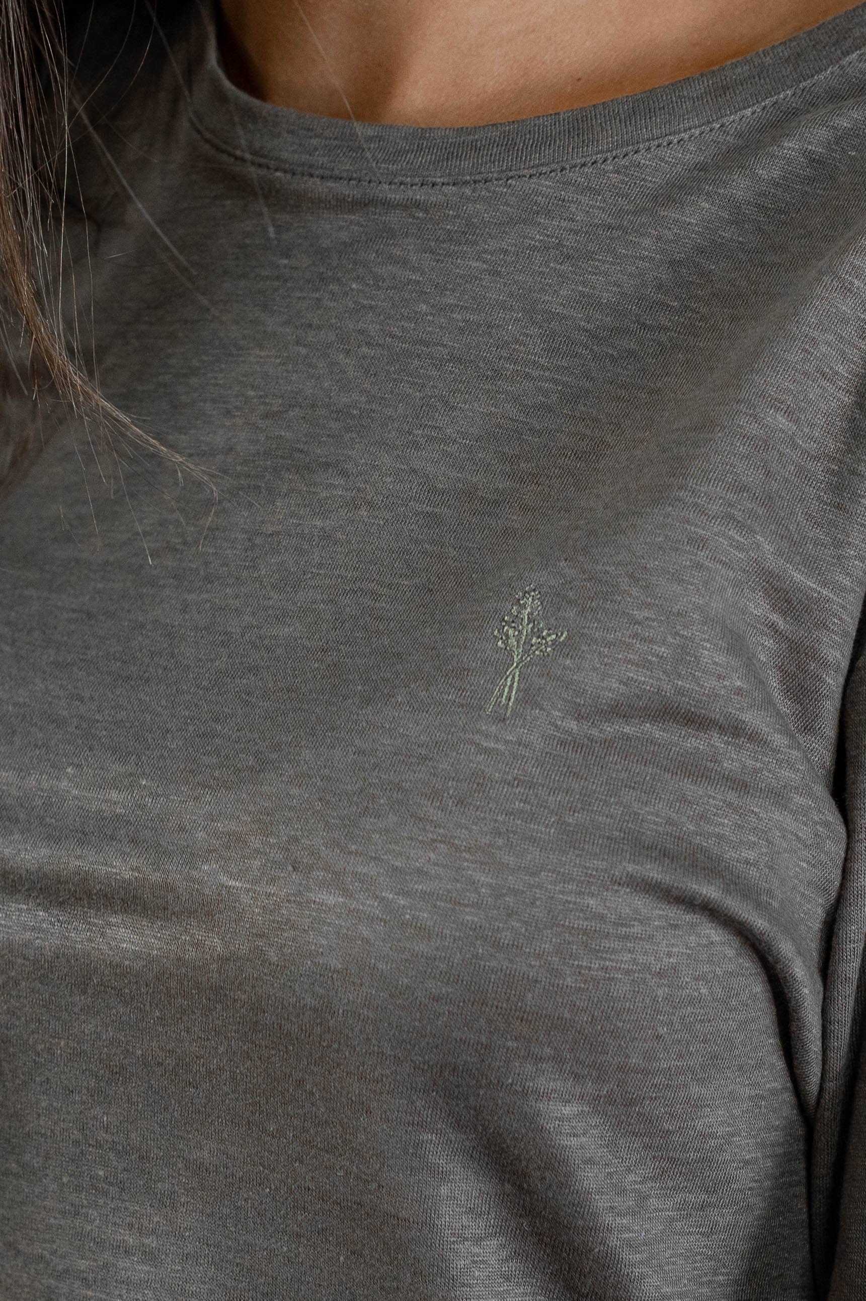 T-shirt Femme Vila Kaki - Aspect Lin - Dos Fantaisie - Taille L - Neuf Sans étiquette